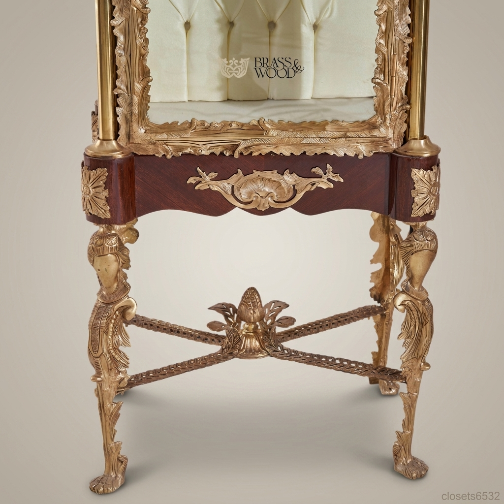 Napoleon III Rococo Revival Vitrine with Capitonné Back & Figural Gilt Legs
