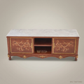 Napoleon III Rococo Revival TV Cabinet – Marble Top with Gold Acanthus Marquetry