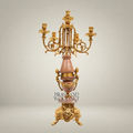Neoclassical 5-Arm Candelabra with Rouge Marble Column and Ormolu Mounts — Gold