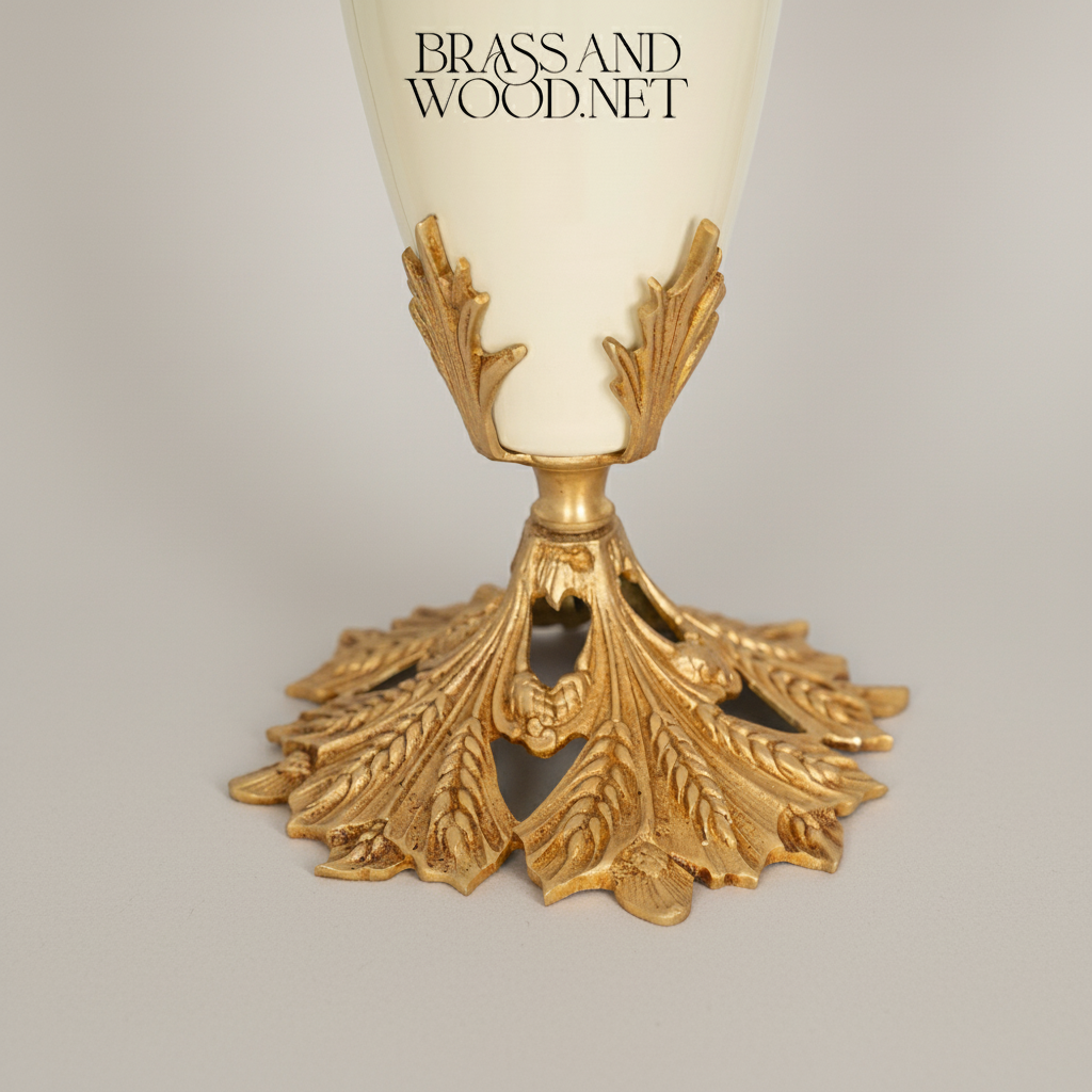Neoclassical Brass & Alabaster Table Lamp - Floral Garland Urn Base — Gold
