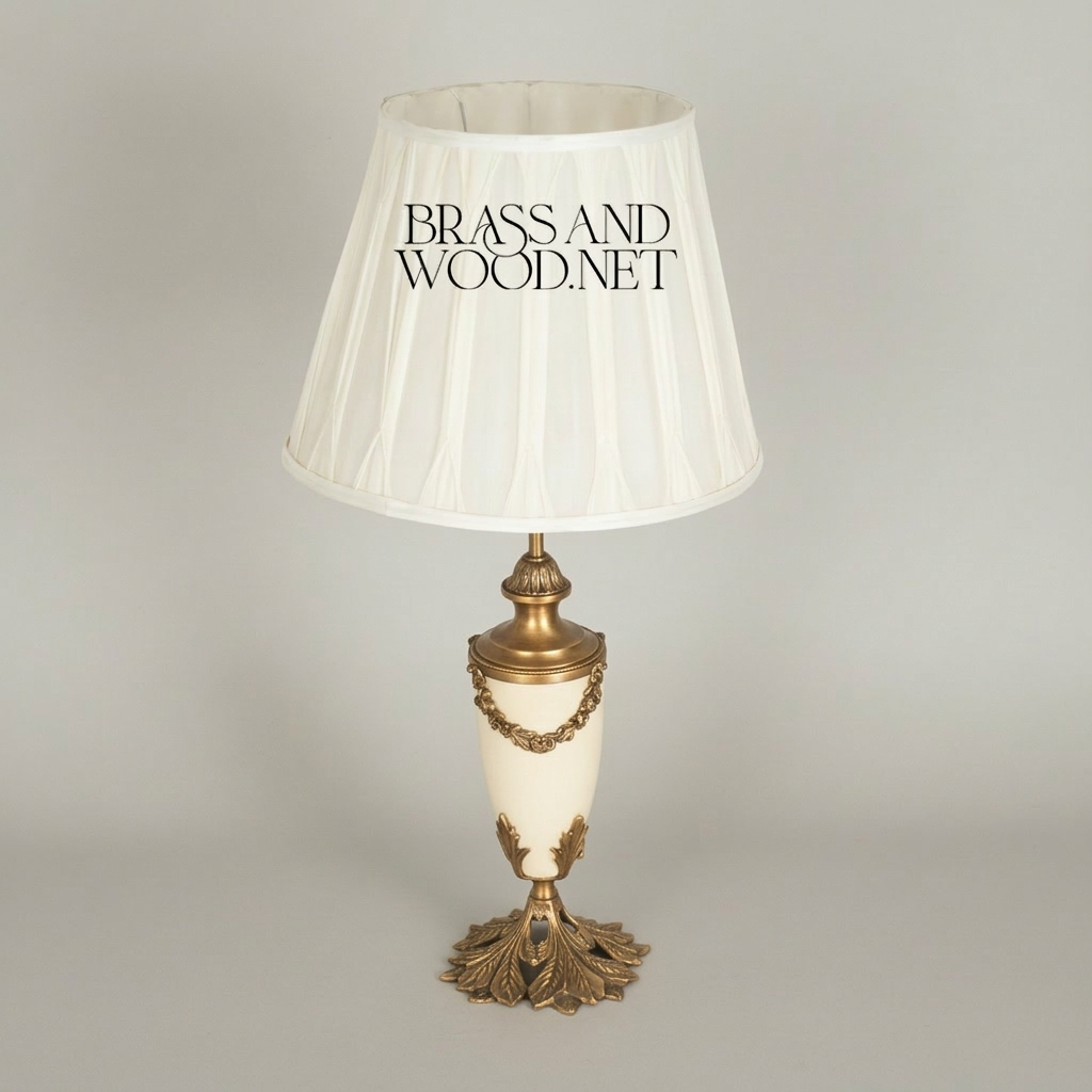 Neoclassical Brass & Alabaster Table Lamp - Floral Garland Urn Base — Antique Gold