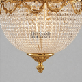 Neoclassical Brass & Crystal Empire Basket Chandelier - Crown Acanthus Crown — Gold