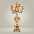 Neoclassical Brass & Onyx Marble Five-Arm Candelabra with Acanthus Ormolu Base — Gold