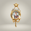Neoclassical Brass & Porcelain Wall Sconce with Hand-Painted Lady Medallion — Gold