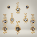 Neoclassical Brass Portrait Frame Set with Bow & Laurel Medallion Surround — Gold