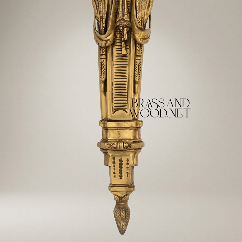 Neoclassical Brass Wall Sconce 5-Arm with Ribbon & Torch Motif — Antique Gold