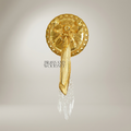 Neoclassical Brass Wall Sconce with Rosette Backplate & Crystal Drops — Gold