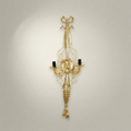 Neoclassical Brass Wall Sconce - Torch & Tassel Two-Arm — Gold