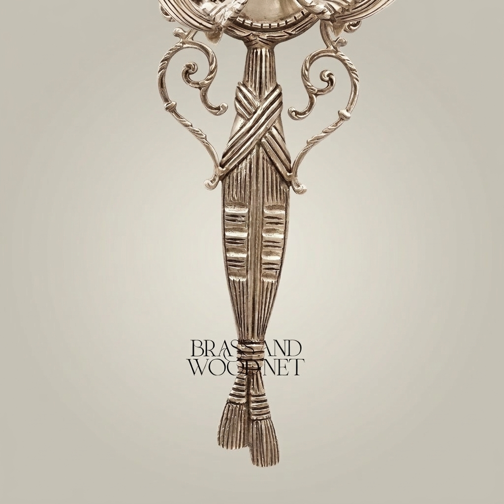 Neoclassical Brass Wall Sconce - Torch & Tassel Two-Arm — Silver