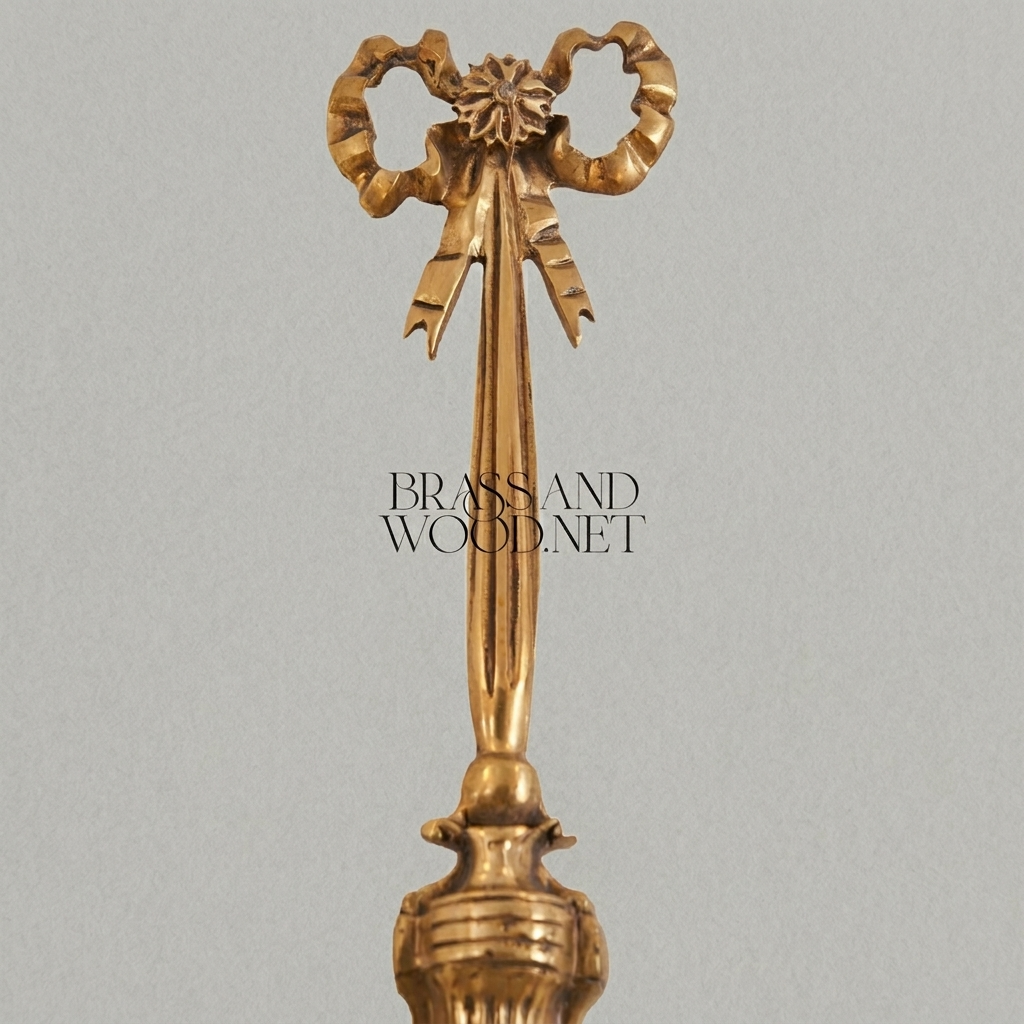 Neoclassical Brass Wall Sconce Twin-Arm with Ribbon Bow Finial — Antique Gold