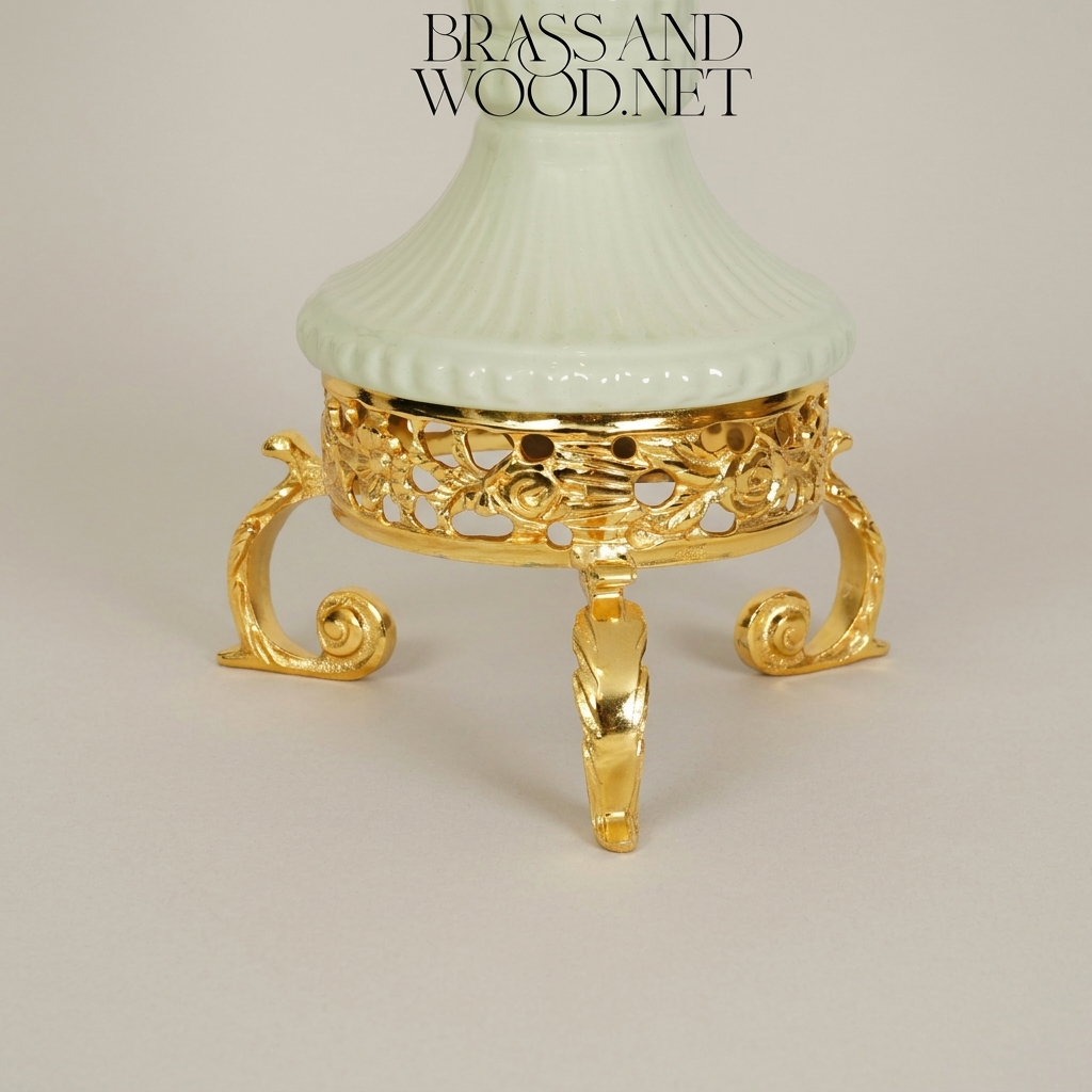 Neoclassical Celadon Ceramic Urn with Gilt Ormolu Mounts & Tripod Stand — Gold