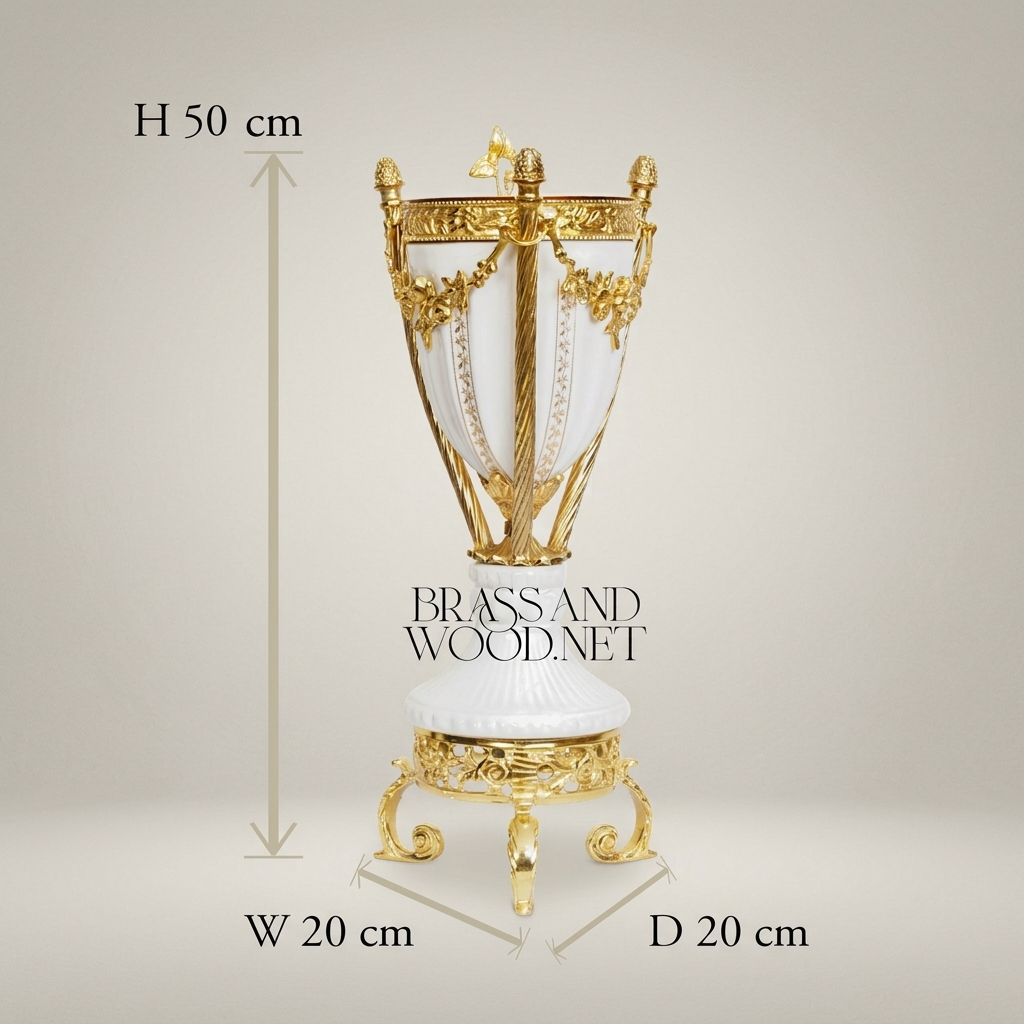 Neoclassical Ceramic & Brass Urn Incense Burner — Garland & Tripod
