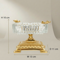 Neoclassical Crystal Ashtray with Floral Brass Base & Butterfly Finials — Gold
