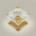Neoclassical Crystal Ashtray with Floral Brass Base & Butterfly Finials — Gold