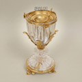 Neoclassical Crystal & Brass Incense Burner - Faceted Urn with Acanthus Mounts — Gold