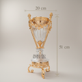 Neoclassical Crystal & Brass Incense Burner with Fluted Vase Body and Scroll-Footed Plinth — Gold