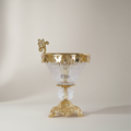 Neoclassical Crystal & Brass Incense Burner with Acanthus Pedestal Base — Gold