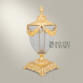 Neoclassical Crystal & Brass Lidded Urn Vase with Floral Swag Mounts — Gold