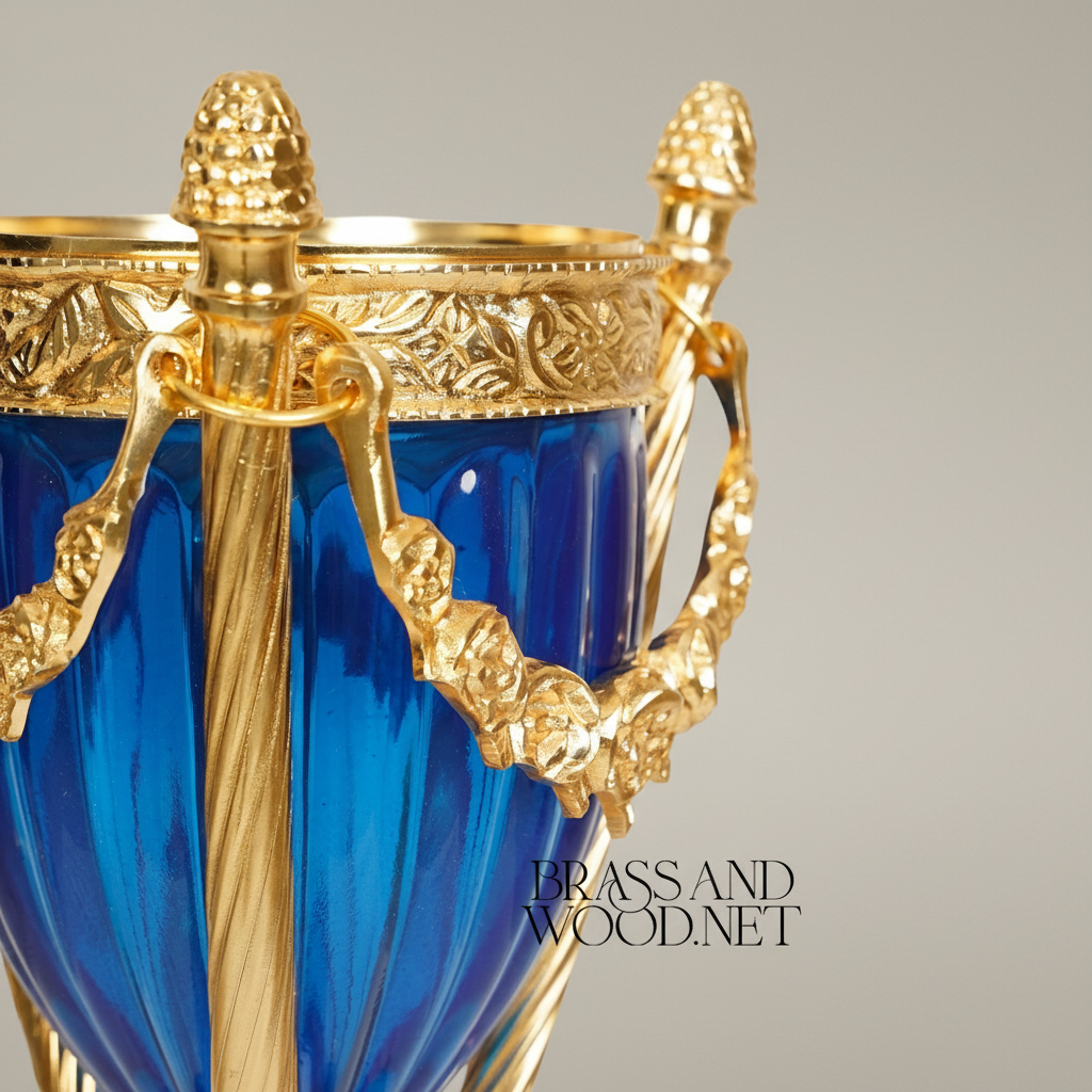 Neoclassical Crystal Incense Burner with Ormolu Stand - Fluted Urn with Pinecone Finials