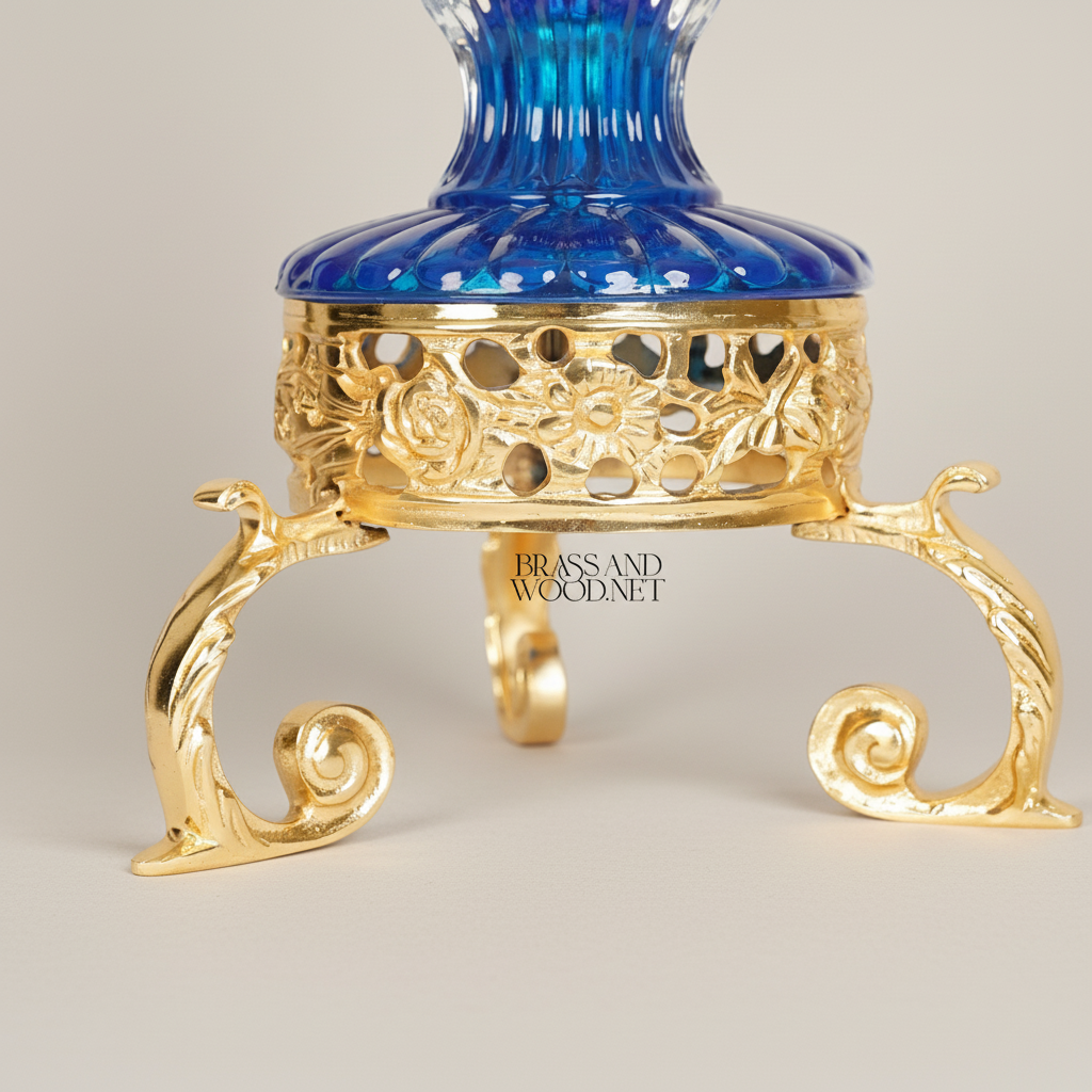 Neoclassical Crystal Incense Burner with Ormolu Stand - Fluted Urn with Pinecone Finials