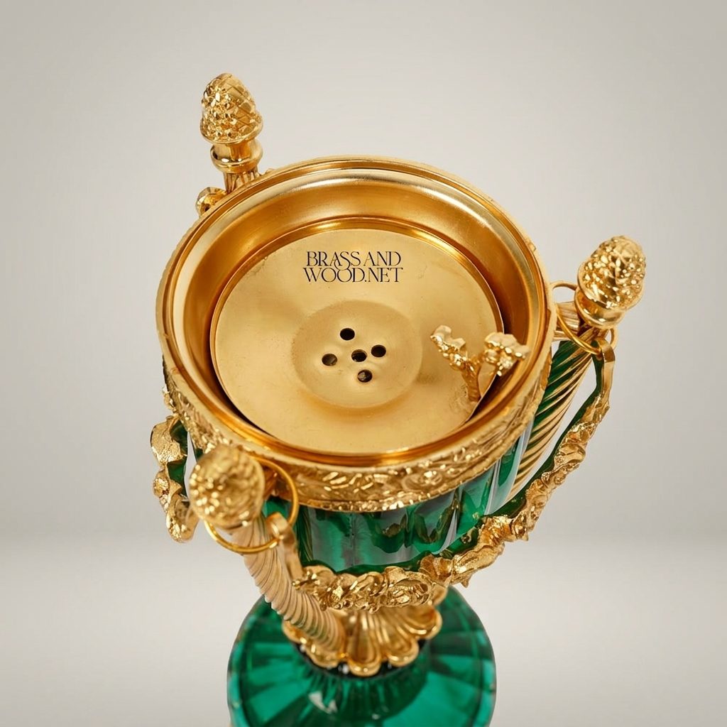 Neoclassical Crystal Urn Incense Burner with Gilt Brass Garland Mounts