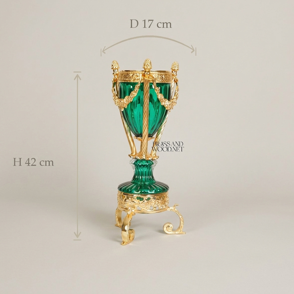 Neoclassical Crystal Urn Incense Burner with Gilt Brass Garland Mounts