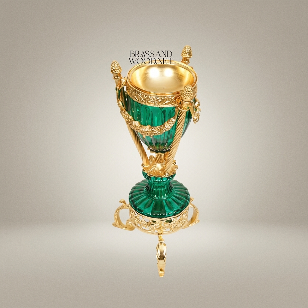 Neoclassical Crystal Urn Incense Burner with Gilt Brass Garland Mounts