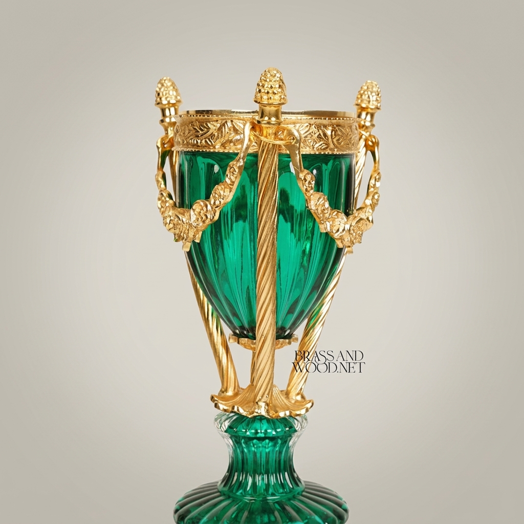 Neoclassical Crystal Urn Incense Burner with Gilt Brass Garland Mounts