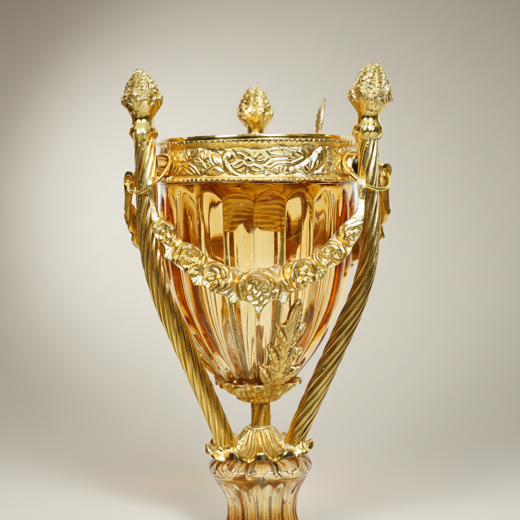Neoclassical Crystal Urn Incense Burner with Pierced Brass Stand