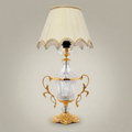 Neoclassical Crystal Urn Table Lamp with Twin Brass Handles — Gold