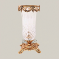 Neoclassical Crystal Vase with Brass Swag Collar and Ornate Footed Base — Gold