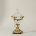 Neoclassical Cut Crystal Bonbonniere with Floral Brass Swag Mount — Antique Gold
