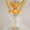 Neoclassical Diamond-Cut Crystal & Brass Incense Burner with Urn Form and Floral Swag Mounts — Gold