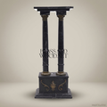 Neoclassical Double-Column Marble Pedestal with Antique Brass Capitals