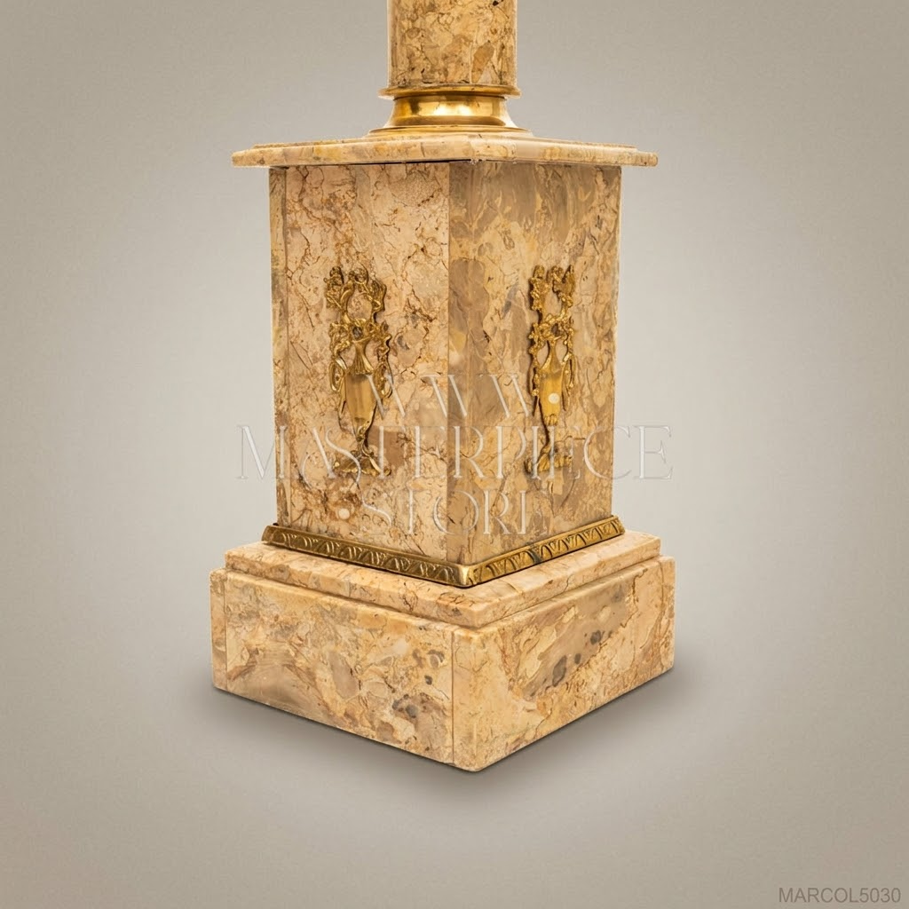 Neoclassical Empire Marble & Brass Column Pedestal