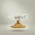 Neoclassical Faceted Crystal Ashtray on Ornate Brass Pedestal Base — Gold