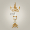Neoclassical Five-Arm Candelabra with White Marble Urn Column and Ornate Brass Crown