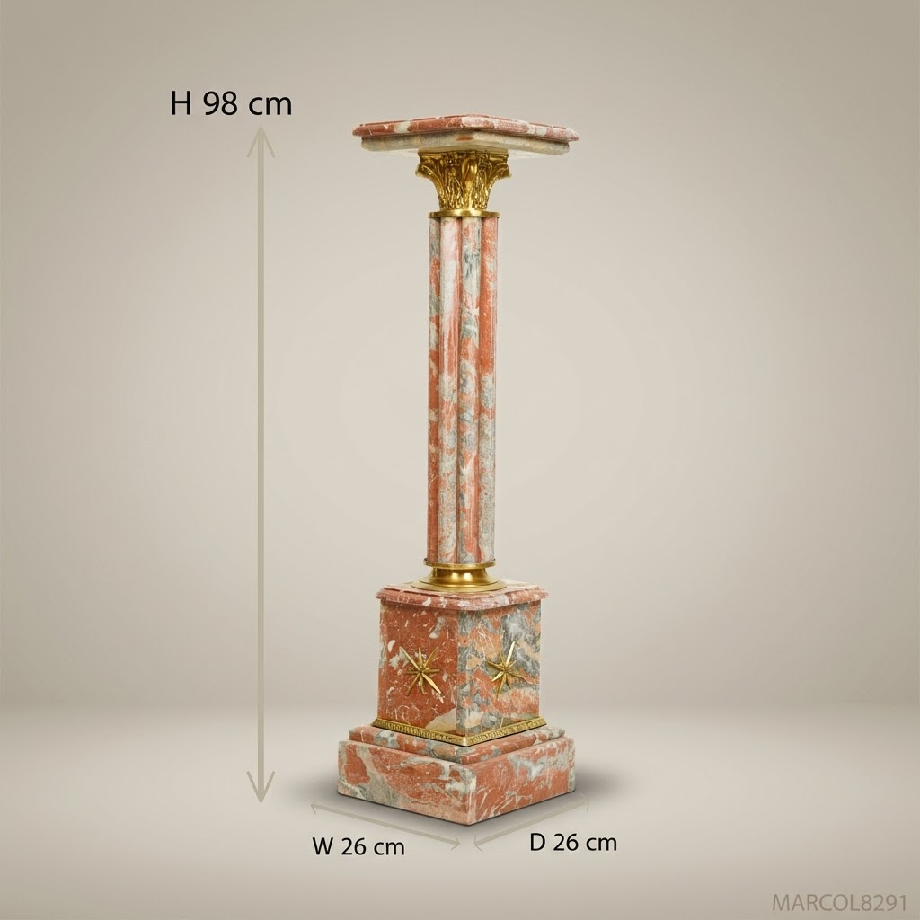 Neoclassical Fluted Marble Pedestal Column with Gilt Bronze Mounts
