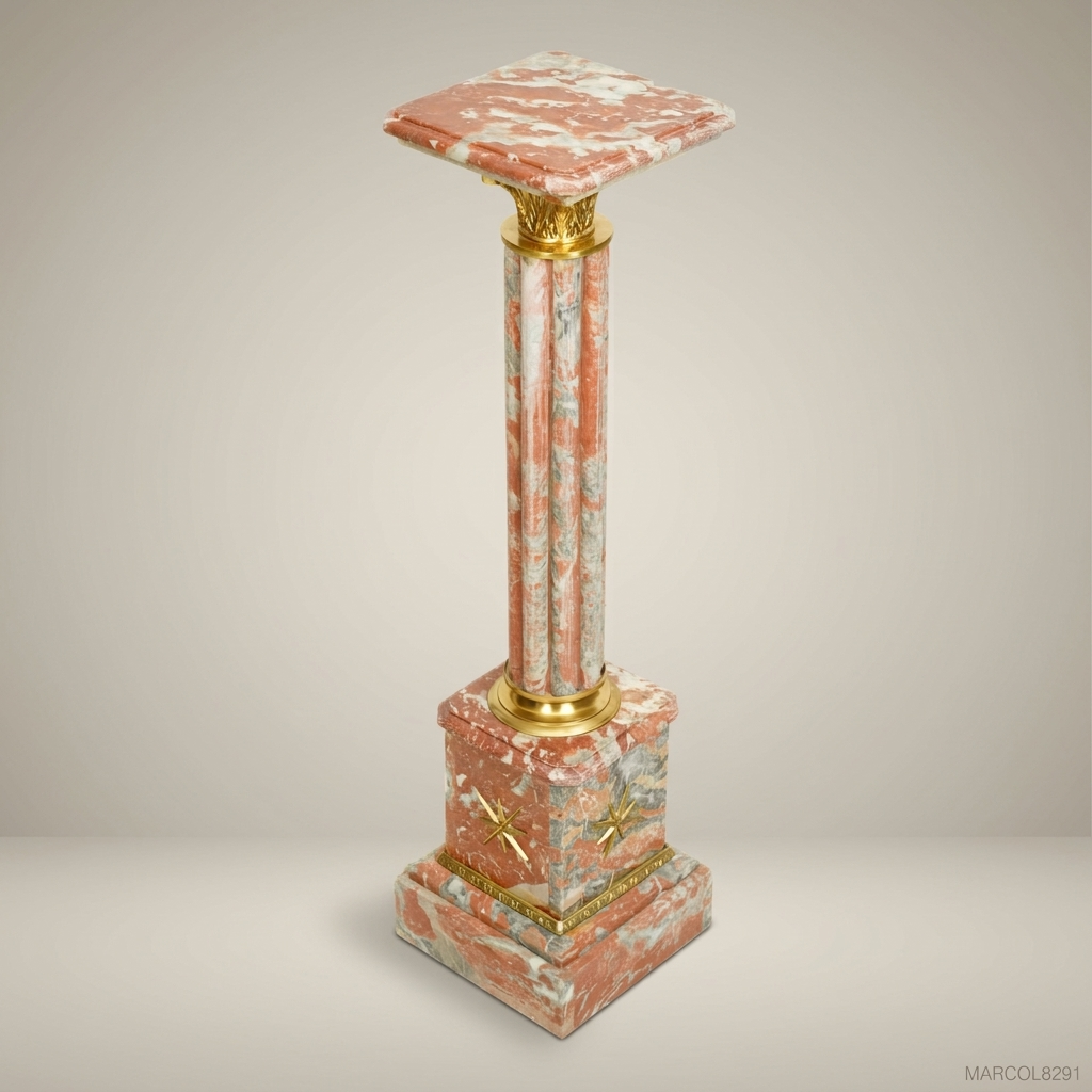 Neoclassical Fluted Marble Pedestal Column with Gilt Bronze Mounts
