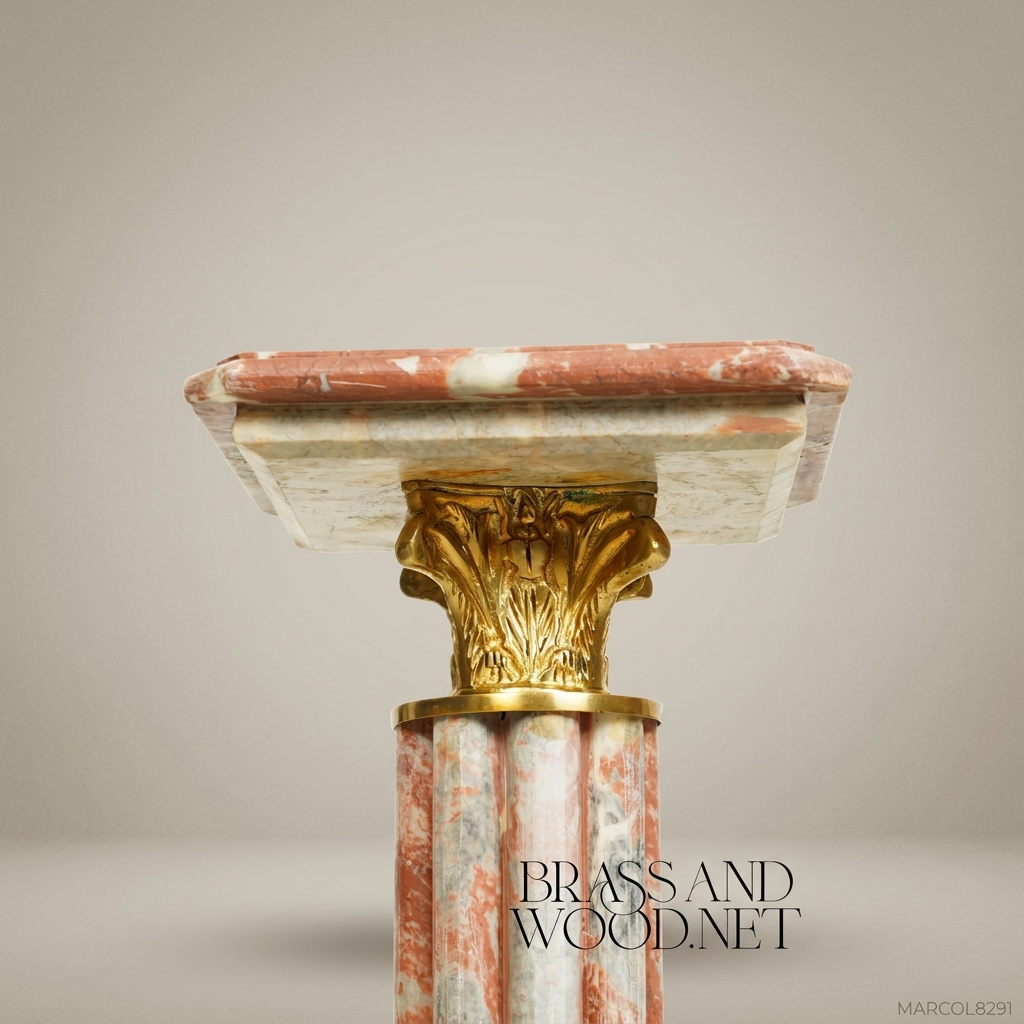 Neoclassical Fluted Marble Pedestal Column with Gilt Bronze Mounts