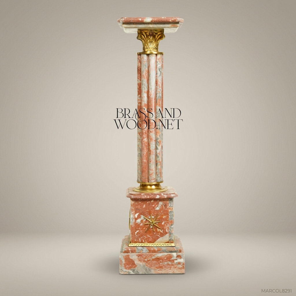 Neoclassical Fluted Marble Pedestal Column with Gilt Bronze Mounts