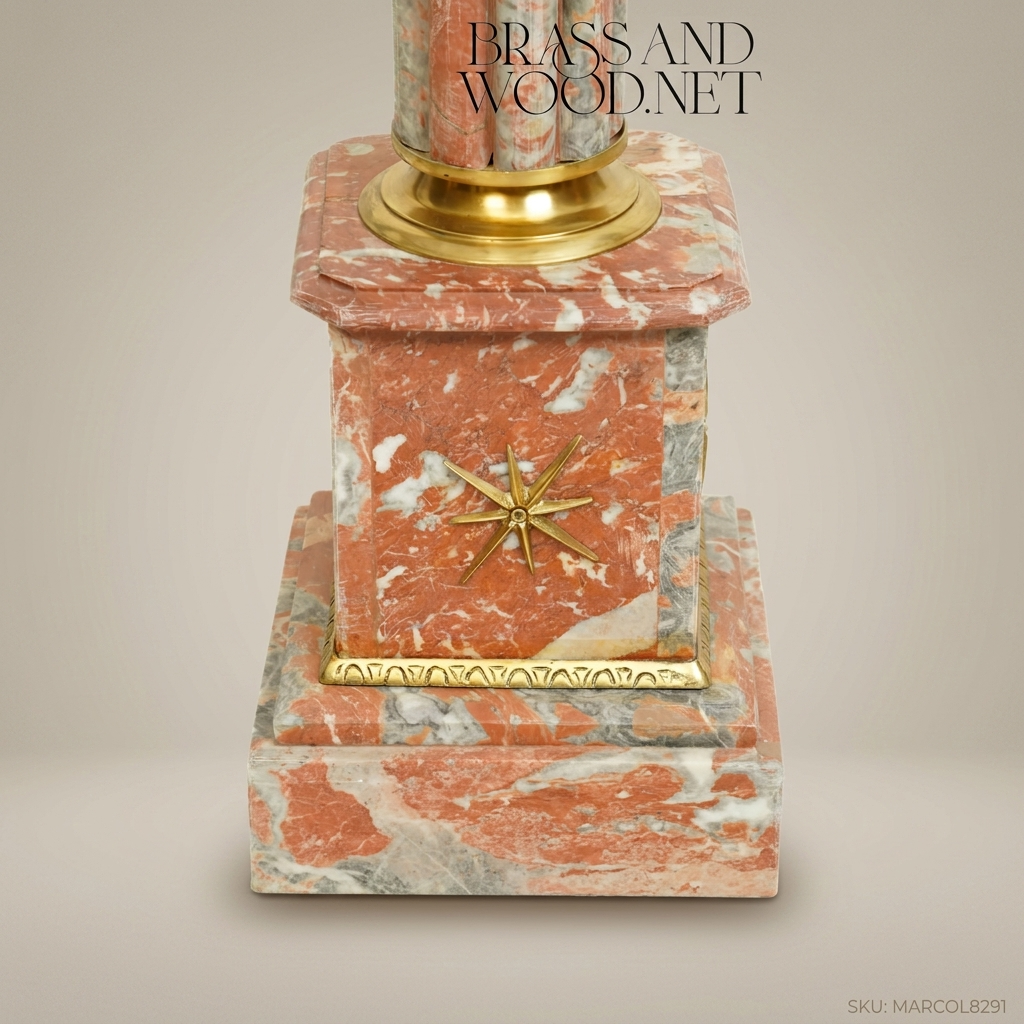 Neoclassical Fluted Marble Pedestal Column with Gilt Bronze Mounts