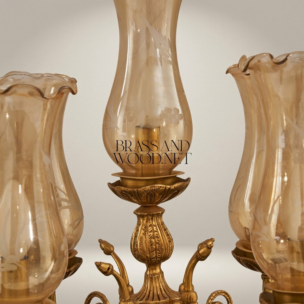 Neoclassical Gilt Brass & Green Marble Garniture Set - Lyre Clock with Five-Arm Candelabra — Antique Gold