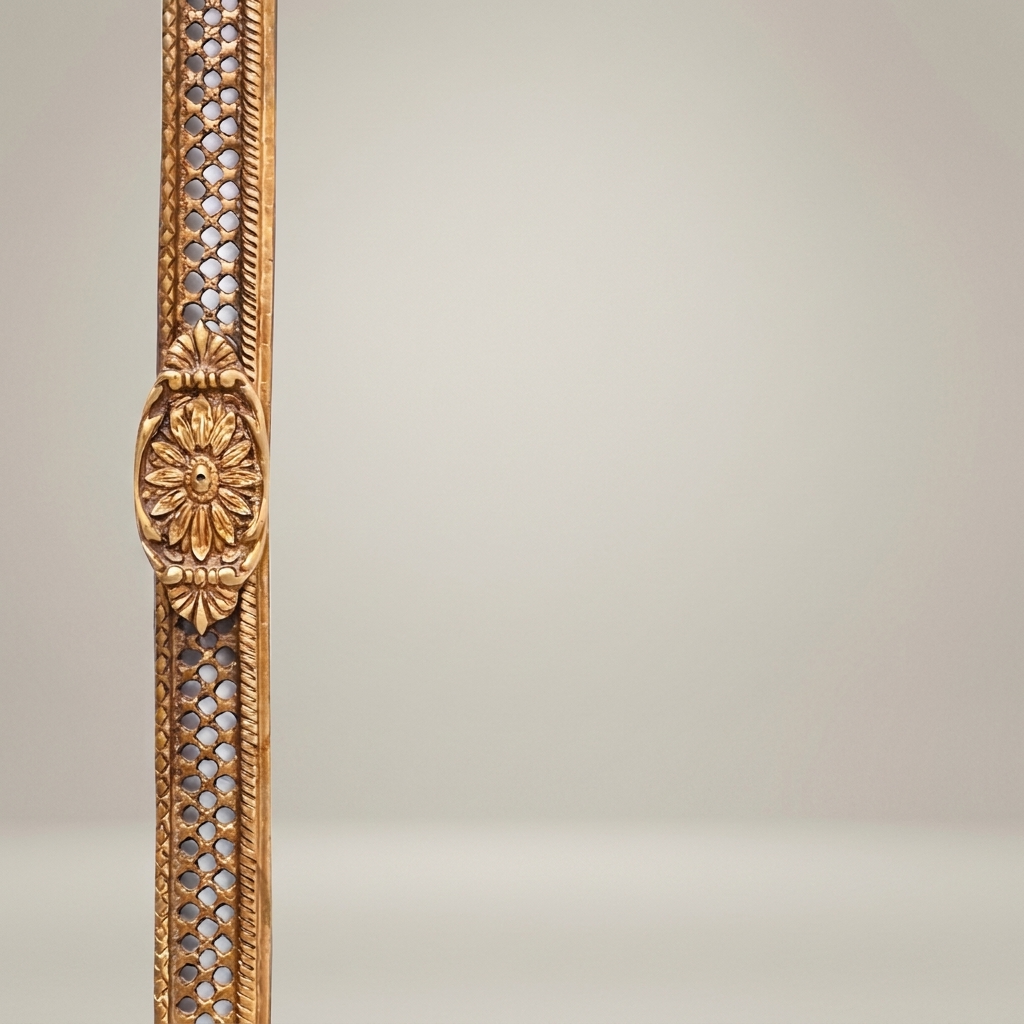 Neoclassical Hand-Carved Wall Mirror with Floral Swag Pediment & Reticulated Frame — Gold
