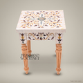 Neoclassical Ivory Corner Table with Polychrome Floral Inlay