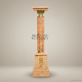 Neoclassical Marble Pedestal Column with Brass Corinthian Capital