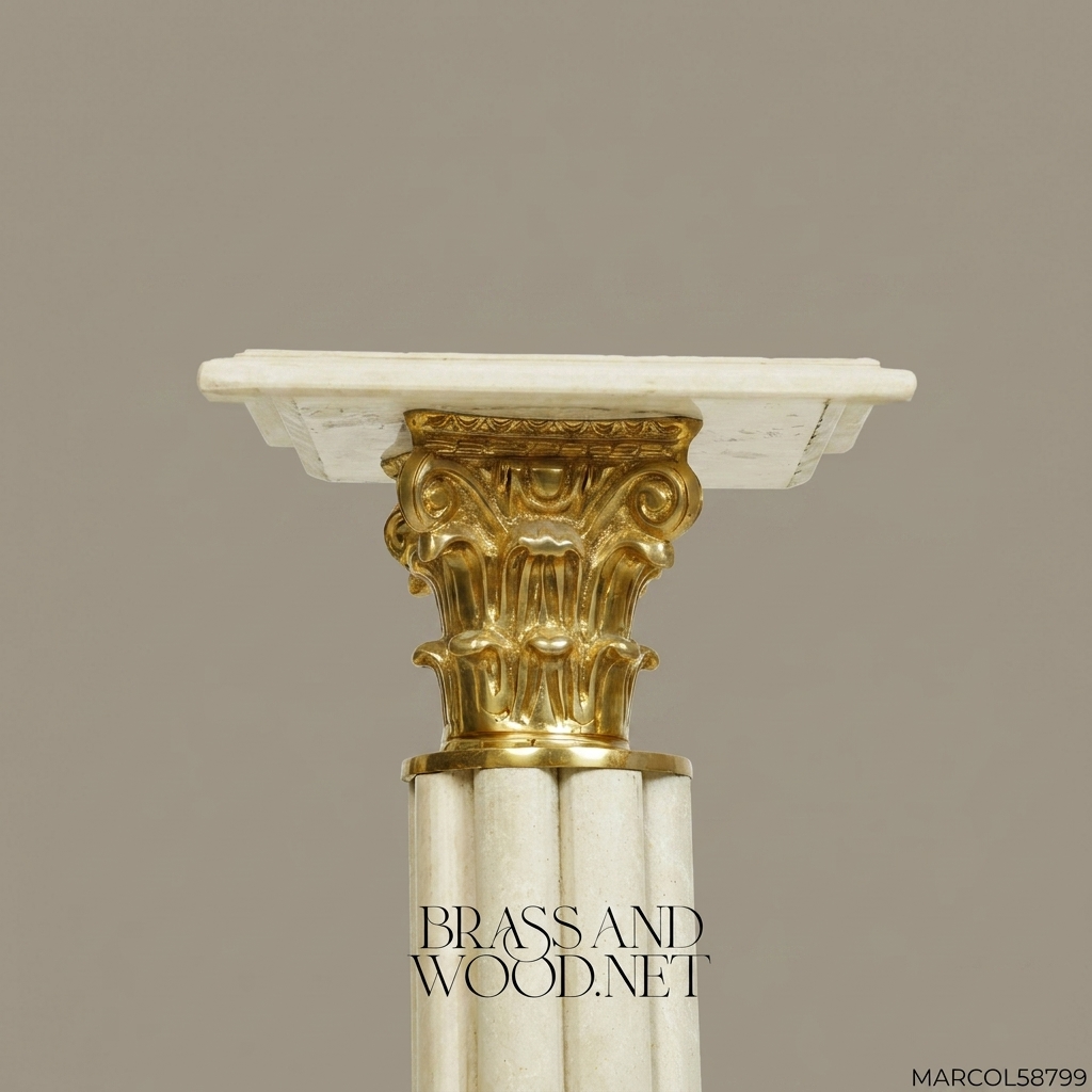 Neoclassical Marble Column Pedestal with Gilt Bronze Mounts