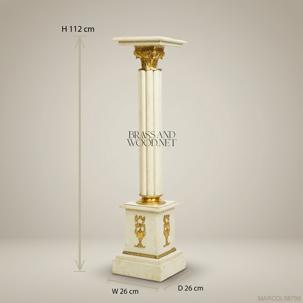 Neoclassical Marble Column Pedestal with Gilt Bronze Mounts