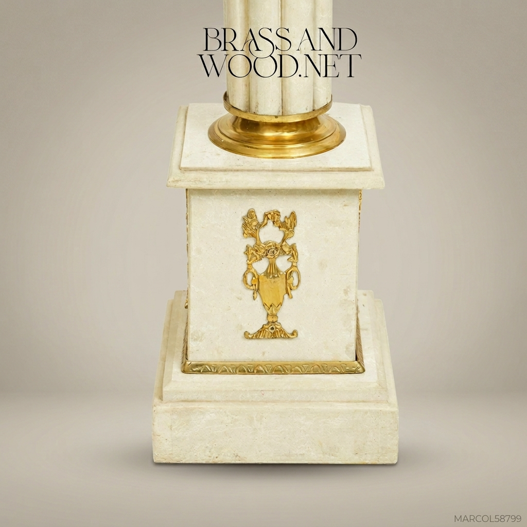 Neoclassical Marble Column Pedestal with Gilt Bronze Mounts
