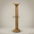 Neoclassical Marble Column Pedestal with Gilt Corinthian Capital